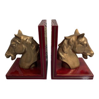 Vintage 1960’s Brass Horse Head Bookends - a Pair For Sale