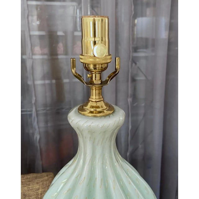 Alfredo Barbini 1950s Barbini Murano Seafoam Green Glass Table Lamp For Sale - Image 4 of 12