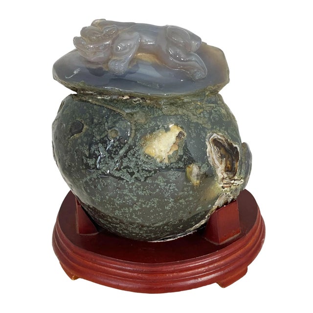 Asian Smoky Carnelian Agate Stone with Foo Dog For Sale - Image 3 of 8