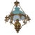 Late 19th Century Brass Kerosene Oil Chandelier With Blue Shade For Sale