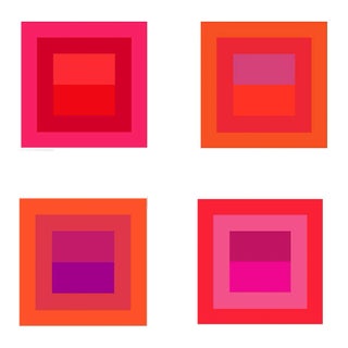 Abstract Geometric Color Study Set of 4 Prints in Reds and Pinks - 36" X 36" For Sale