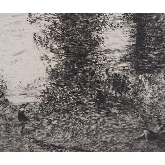 After JB Camille Corot, Bucolic Walk, Engraving, 1873 For Sale - Image 4 of 5