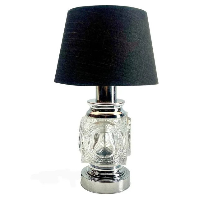 Vintage Ice Cube Table Lamp in Chrome and Crystal Glass from Peill & Putzler, 1953 For Sale - Image 13 of 13