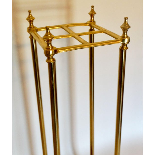 Mid 20th Century Brass & Iron Square Umbrella Stand For Sale - Image 5 of 10
