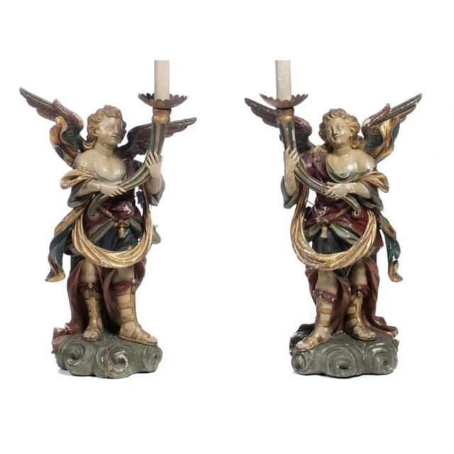 Portuguese Candeliary Seraphins, 19th Century, Set of 2 For Sale - Image 4 of 6