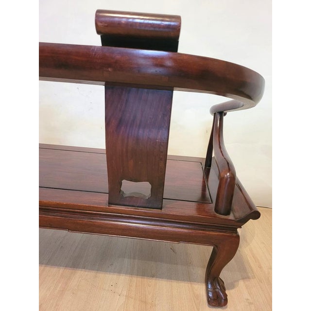 Chinese Carved Wooden Bench Seat, Late 19th Century For Sale - Image 5 of 18