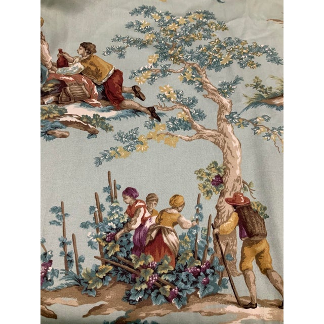 3 Pair Custom Designer Fabric Multi-Color Toile Drapery Panels / Curtains / Drapes - Kravet’s Guinevere Sage Green - Pinch Pleat Pleated Curtains For Sale - Image 10 of 11