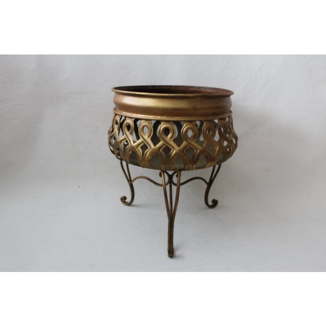 Paint Tripod Painted Plant Stand Mid Century Hollywood Regency For Sale - Image 7 of 8