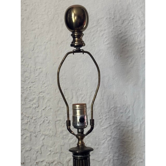Metal Mid 20th Century Stiffel Style Brass Lamp With Black Shade For Sale - Image 7 of 10