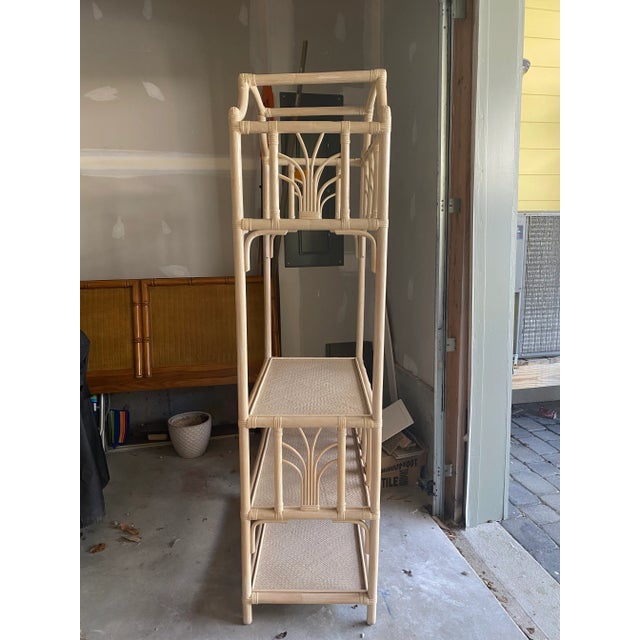 Braxton Culler Vintage Coastal Style Rattan Etagere For Sale - Image 4 of 11
