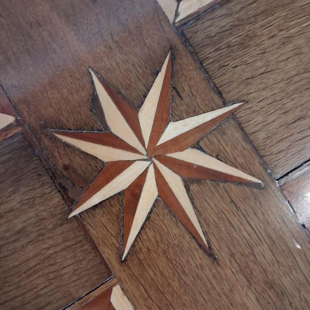 Antique Oak Table with Star Inlays, 1800s For Sale - Image 6 of 18