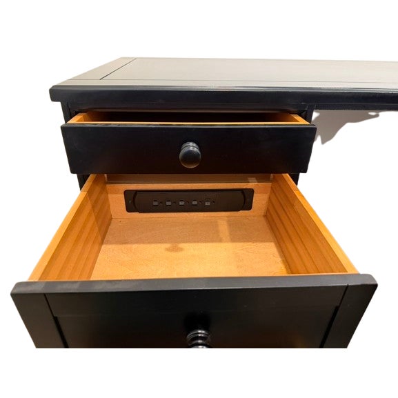Black Pottery Barn Teen Black Hamptom Power Storage Desk 57" and Chair For Sale - Image 8 of 9