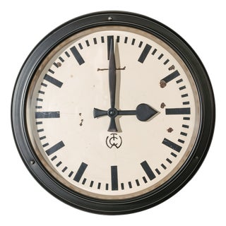Black Industrial Factory Wall Clock by Carl Theodor Wagner, Germany For Sale