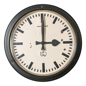 Black Industrial Factory Wall Clock by Carl Theodor Wagner, Germany