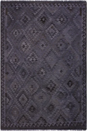 Boho Chic Kilim Gray Hand-Woven Wool Rug - 5′10″ × 8′