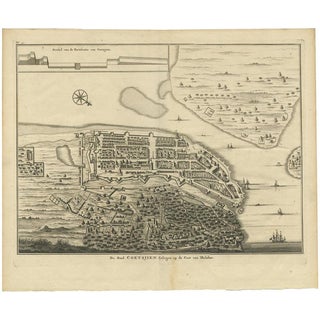 Map of Kochi, India by F. Valentijn, 1726 For Sale