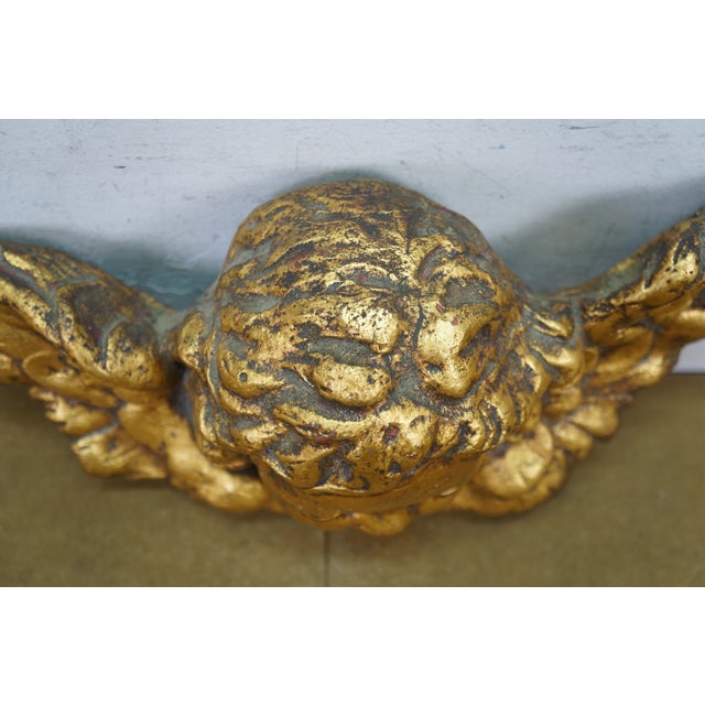 Sculpture Materials Vintage Baroque Rococo Gold Gilt Plaster Angel Cherub Putti Wall Bust Plaque 18" For Sale - Image 7 of 9