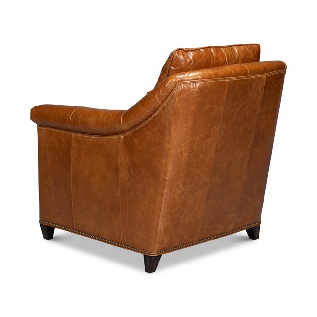 Light Brown Leather Accent Chair For Sale - Image 4 of 10