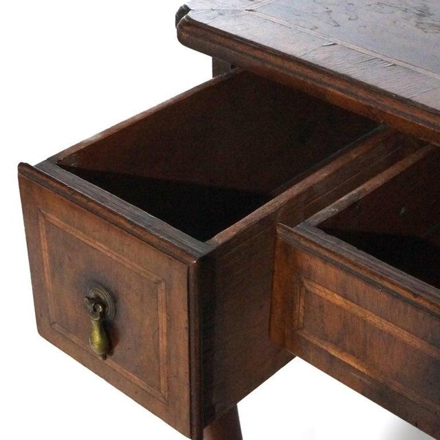 Wood Antique English Queen Anne Carved Mahogany & Satinwood Inlaid Low Boy 18th C For Sale - Image 7 of 18