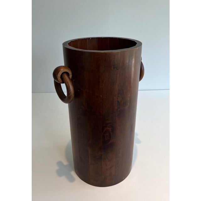Brown 1950s Brutalist Wooden Umbrella Stand For Sale - Image 8 of 11