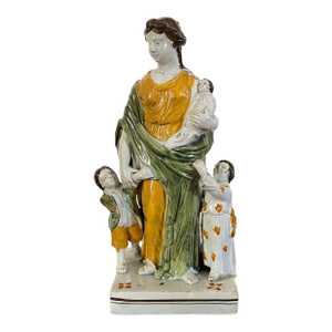 Antique 18th Century English George III Staffordshire Prattware Pottery Figure of Charity