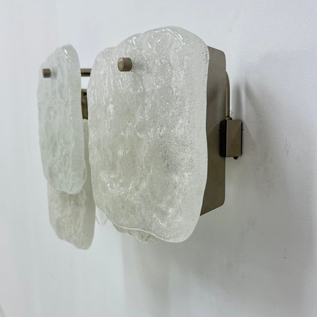 Mid-Century Modern Modern Frosted Ice Glass Wall Lamp by J. T. Kalmar for Kalmar, 1960s For Sale - Image 3 of 18