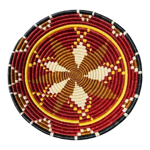 African Rwanda Woven Sweetgrass and Sisal Wall Hanging Basket