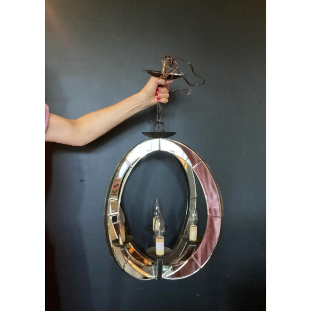 Mid-Century Modern Contemporary Currey & Company Italian Style Astrolabe Glass Light Fixture Chandelier For Sale - Image 3 of 10