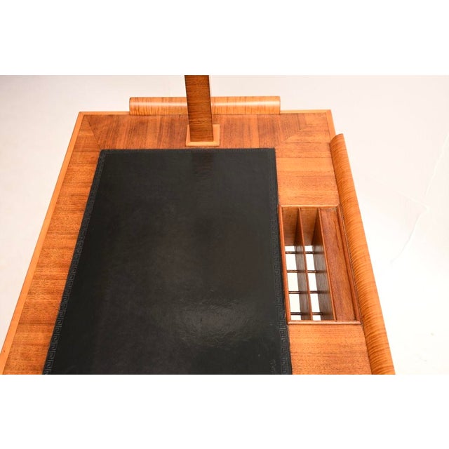 Art Deco Walnut and Sycamore Desk with Integrated Lamp, 1930s For Sale - Image 10 of 11