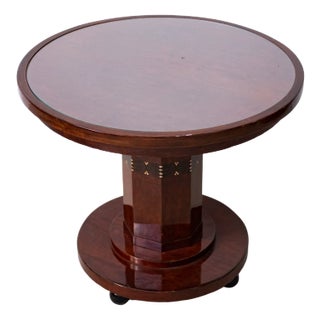 Viennese Art Nouveau Side Table with Intarsia and Pickled Glass Plate, 1910s For Sale