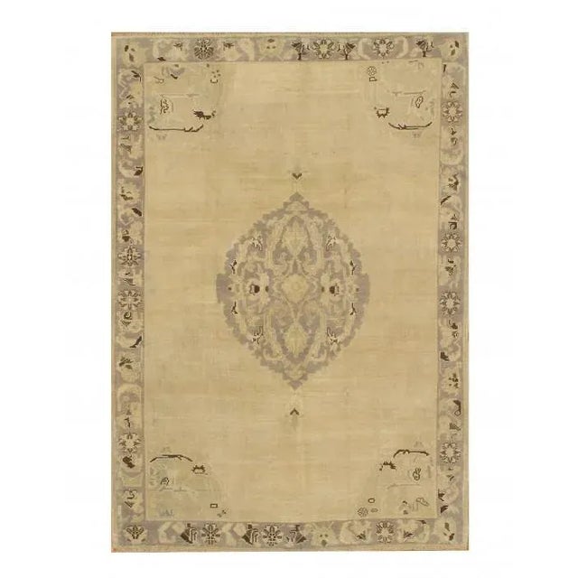 Traditional 1920s Pasargad Beige Antique Oushak For Sale - Image 3 of 3