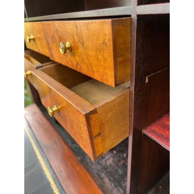 Antique 19th C. American Classical Empire Style Flame Mahogany Secretary Desk Bookcase For Sale - Image 10 of 12