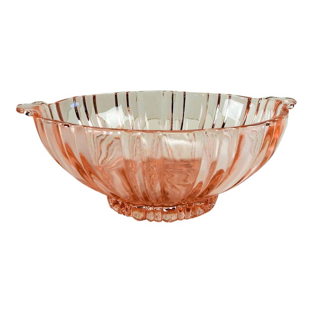 Pink Depression Glass Serving Bowl Chairish