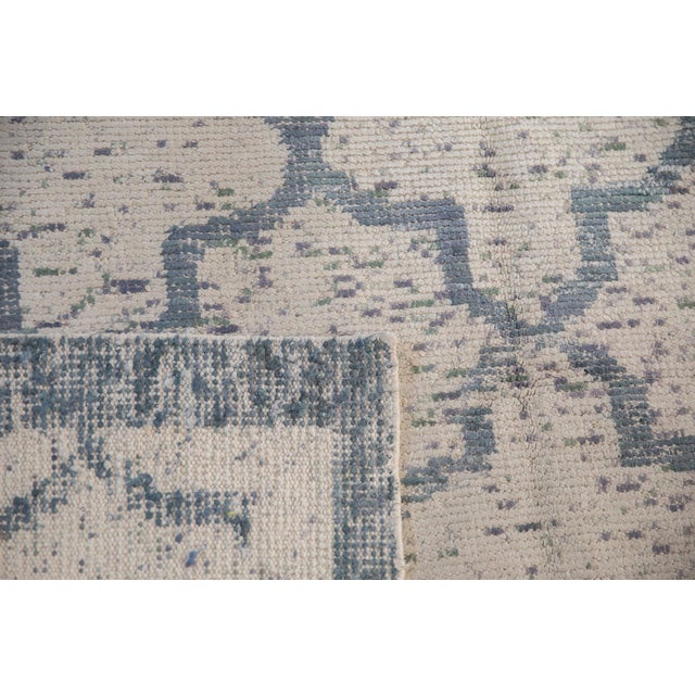Sky Blue Distressed Indian Moroccan Design Carpet - 6' x 8'9" For Sale - Image 8 of 9