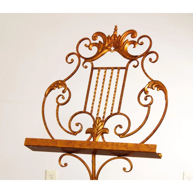 Metal Victorian Style Italian Gilt Metal Music Stand For Sale - Image 7 of 13
