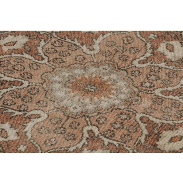 1900 - 1909 Antique Turkish Hereke Rug, Brown and Beige Floral Medallion - Rug & Kilim For Sale - Image 5 of 9