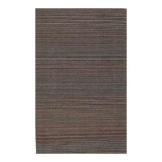 5x8 Blue Hand-Knotted Wool Striated Horizon Geometric Modern Carpet Rug For Sale