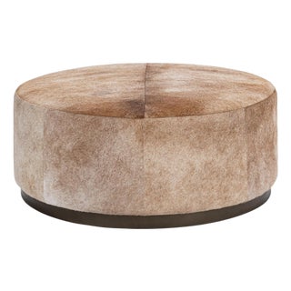 Round Natural Hide Ottoman For Sale