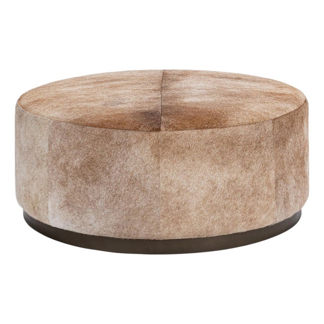 Round Natural Hide Ottoman For Sale
