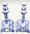 Vintage Delft Style Floral Candlesticks, a Pair For Sale - Image 6 of 7