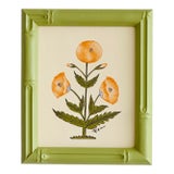 Hand-Painted Jaipuri Green and Brown Floral Motif Painting in Hand-Painted Frame For Sale