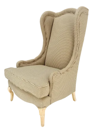 Tall Back French Provincial Cabriole Legs White Wash Finish Legs Wing ArmChair