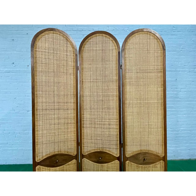 Vintage Rattan, Wood and Wicker 3 Panel Folding Dressing Screen/Decor
