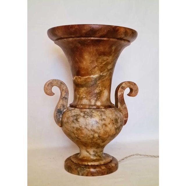 Stone Large Alabaster Medicis Table Lamp, 1930s For Sale - Image 7 of 16