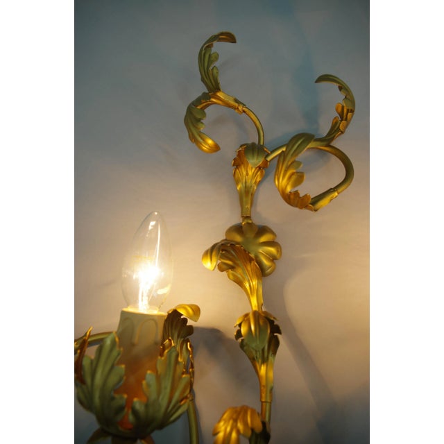 Gilt Wall Lamps, Italy, 1960s, Set of 2 For Sale - Image 10 of 13