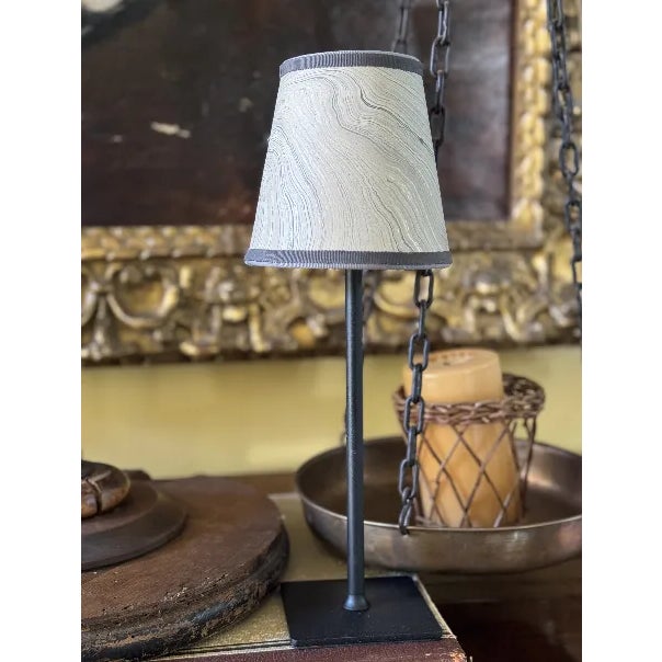 Boho Chic Ivory Silver Marbled Shade Cover For Sale - Image 3 of 11