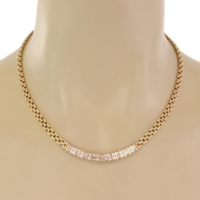 Late 20th Century Diamond Panther Necklace in 14k Yellow Gold 3 Rows For Sale - Image 5 of 5
