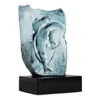 Giuseppe Rossicone, Italian Abstract Art Sculpture, 1970s, Blue Ceramic For Sale