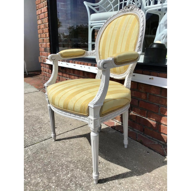 Classic French Louis XVI Fauteuil Arm Chair For Sale In Los Angeles - Image 6 of 10