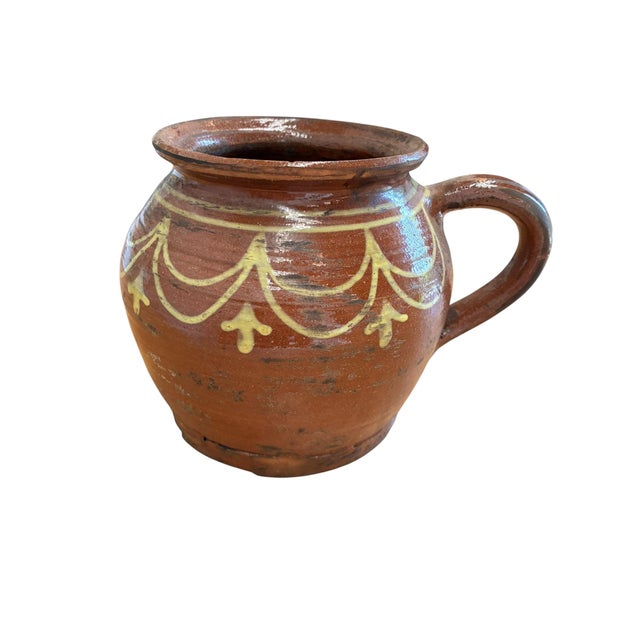 Antique French Terracotta Pot With Hand-Painted Swag Design For Sale In Milwaukee - Image 6 of 11